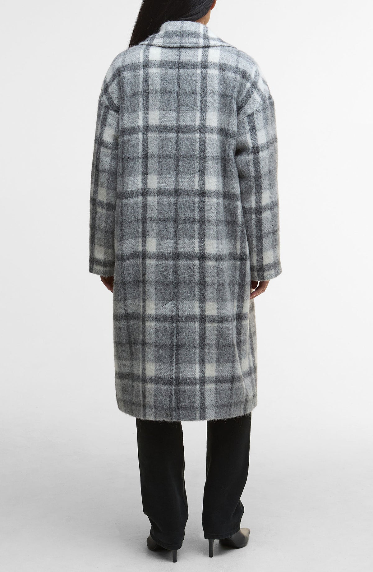 Barbour Fenella Tartan Double-Breasted Long Coat back