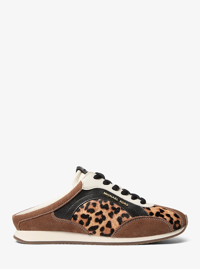 Michael Kors Avi Mixed-Media Slip-On Sneaker - Dark Camel Multi