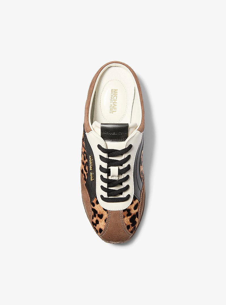 Michael Kors Avi Mixed-Media Slip-On Sneaker - Dark Camel Multi