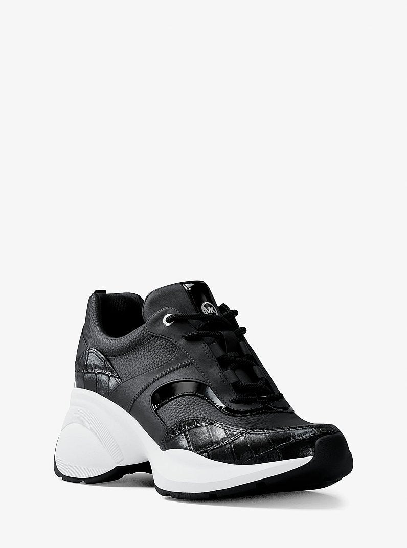 Kaia Mixed-Media Trainer - Black