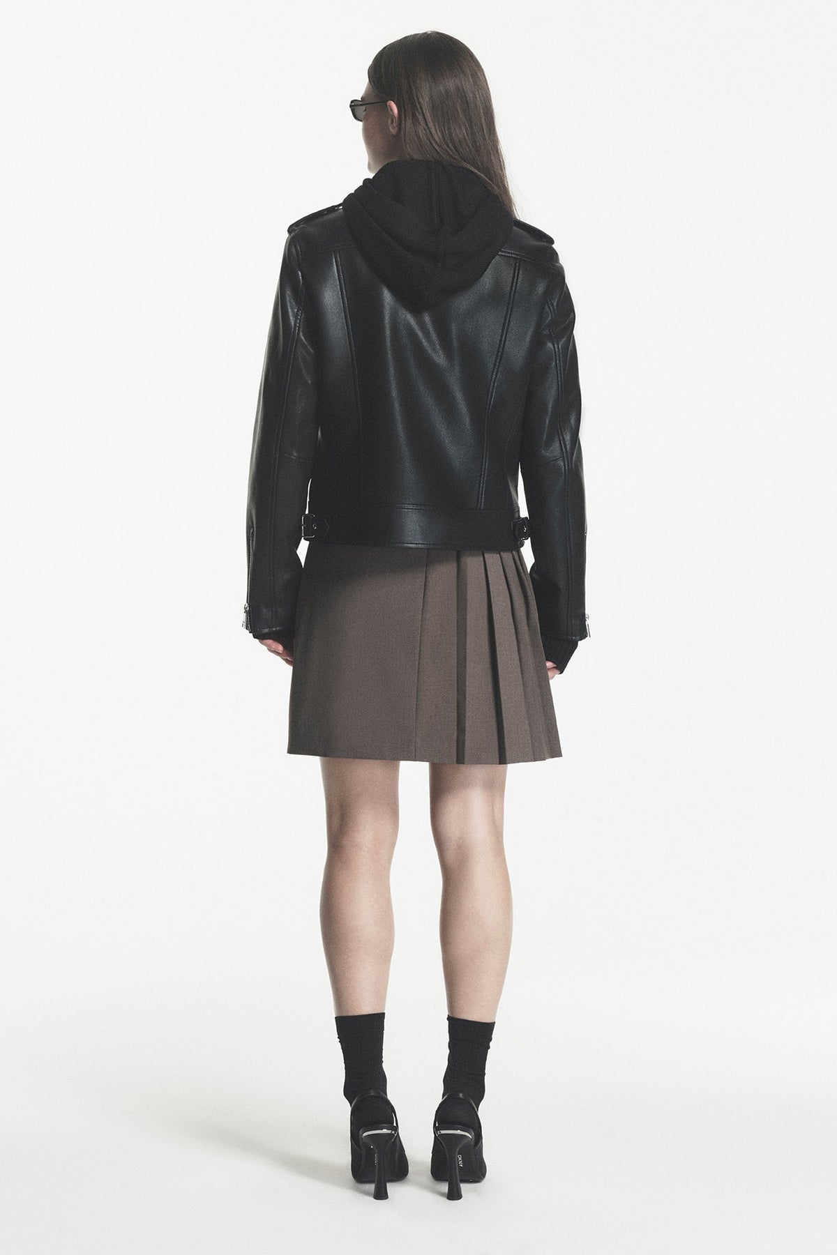 DKNY Faux Leather Moto Jacket Black