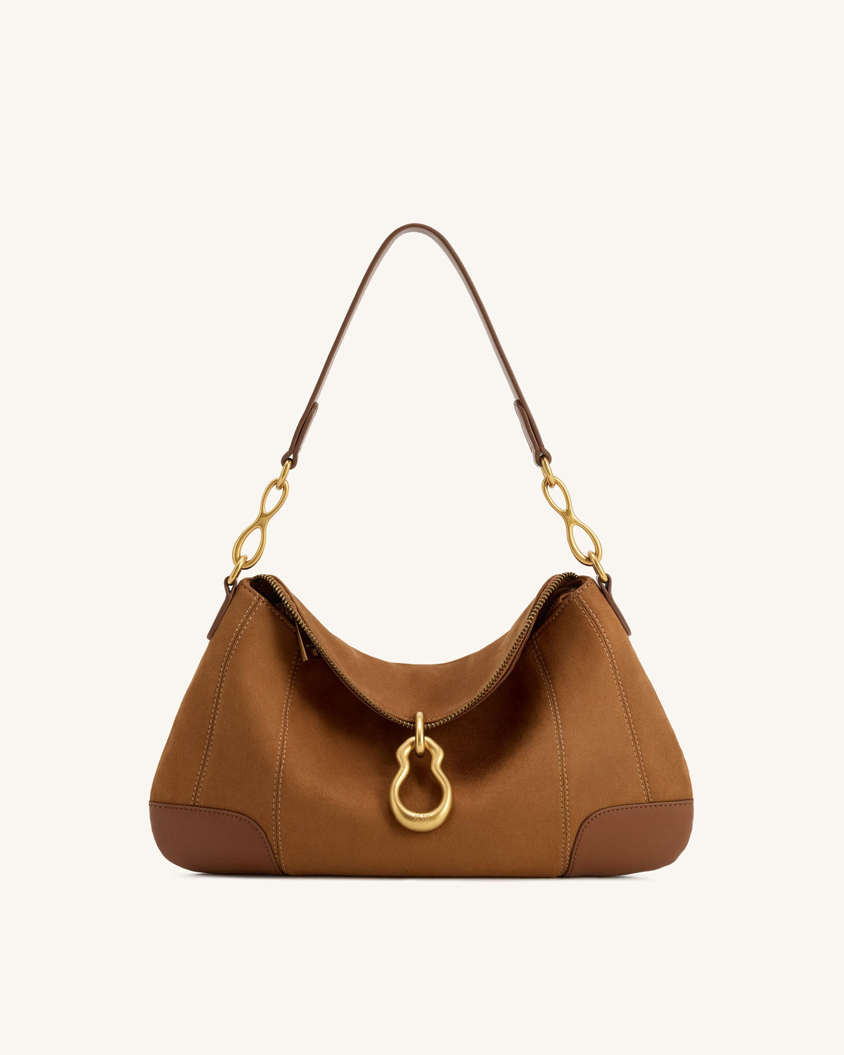 JW PEI Jayla Metal Pendant Shoulder Bag - Faux Suede - Brown