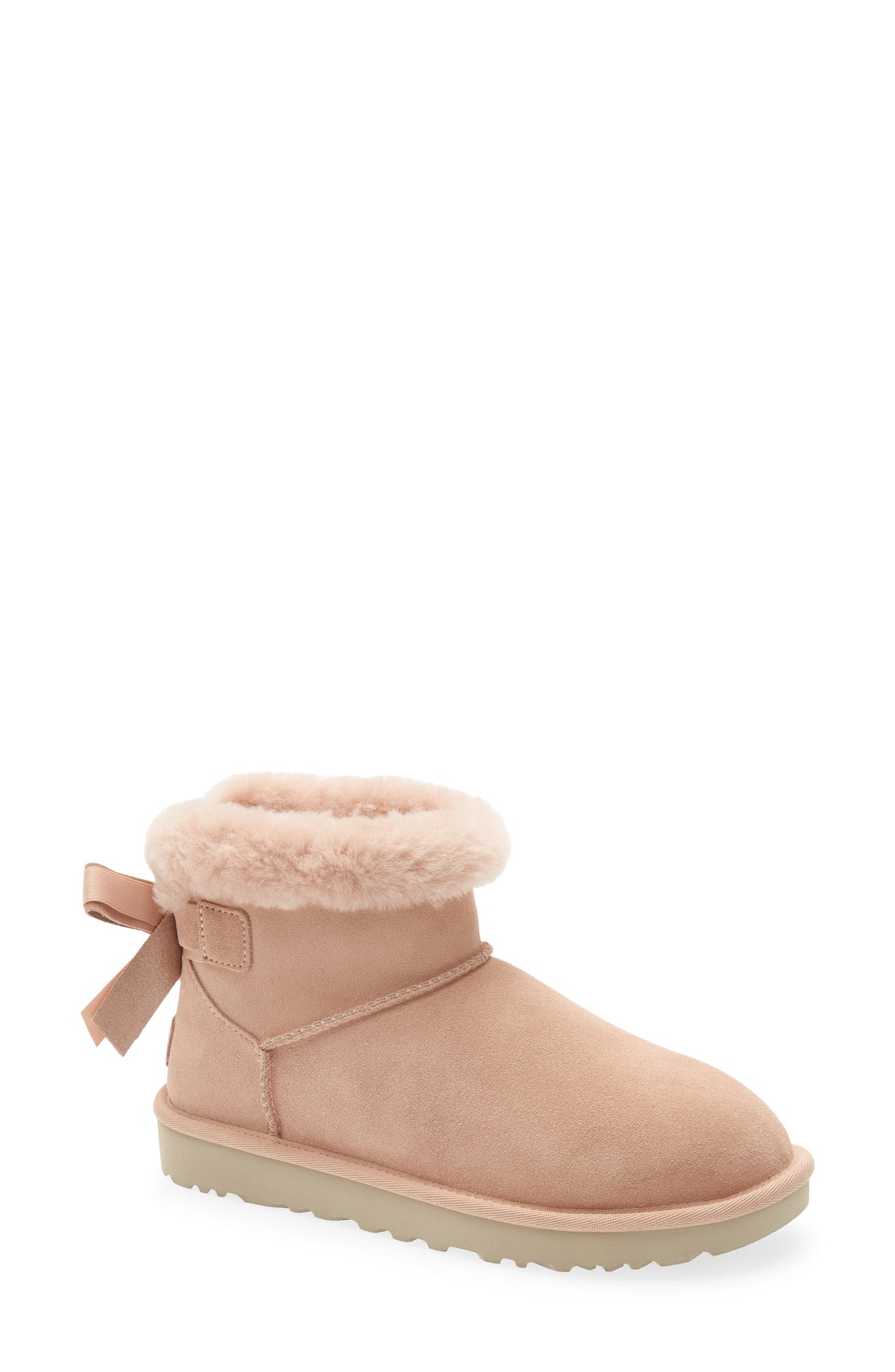 UGG Mini Bailey Bow Faux Shearling Boot Milk Tea