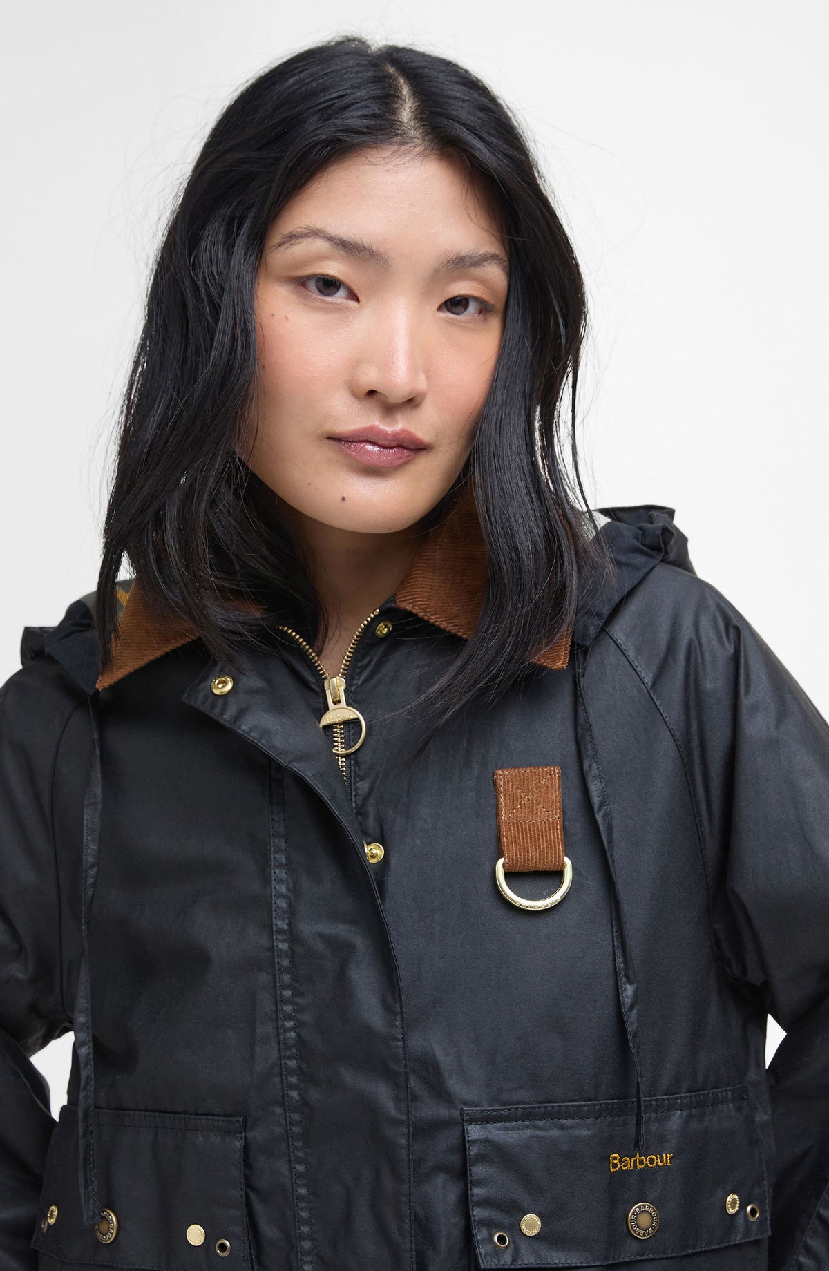 Barbour Erma Waxed Cotton Jacket Black detail