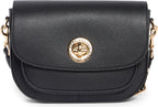 Signet Turnlock Leather Saddle Bag - Black