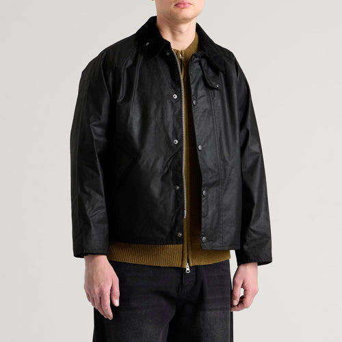 Barbour Men's Oversized Transport Waxed Cotton Jacket – Black