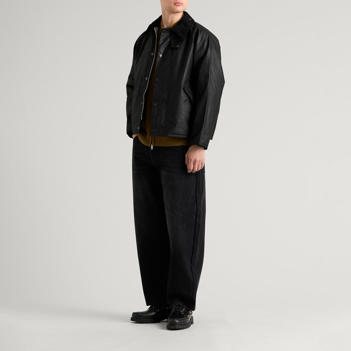Barbour Men's Oversized Transport Waxed Cotton Jacket – Black