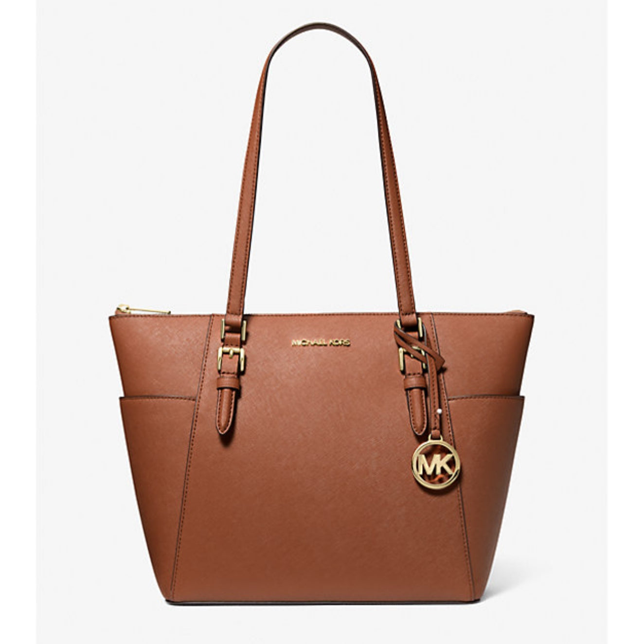 Bolso tote grande Charlotte Charlotte de piel saffiano con cremallera superior de Michael Kors