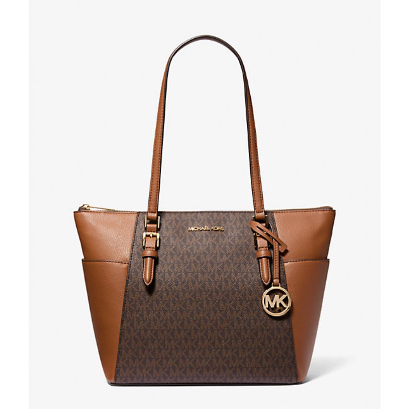 Bolso tote grande Charlotte Charlotte de piel saffiano con cremallera superior de Michael Kors