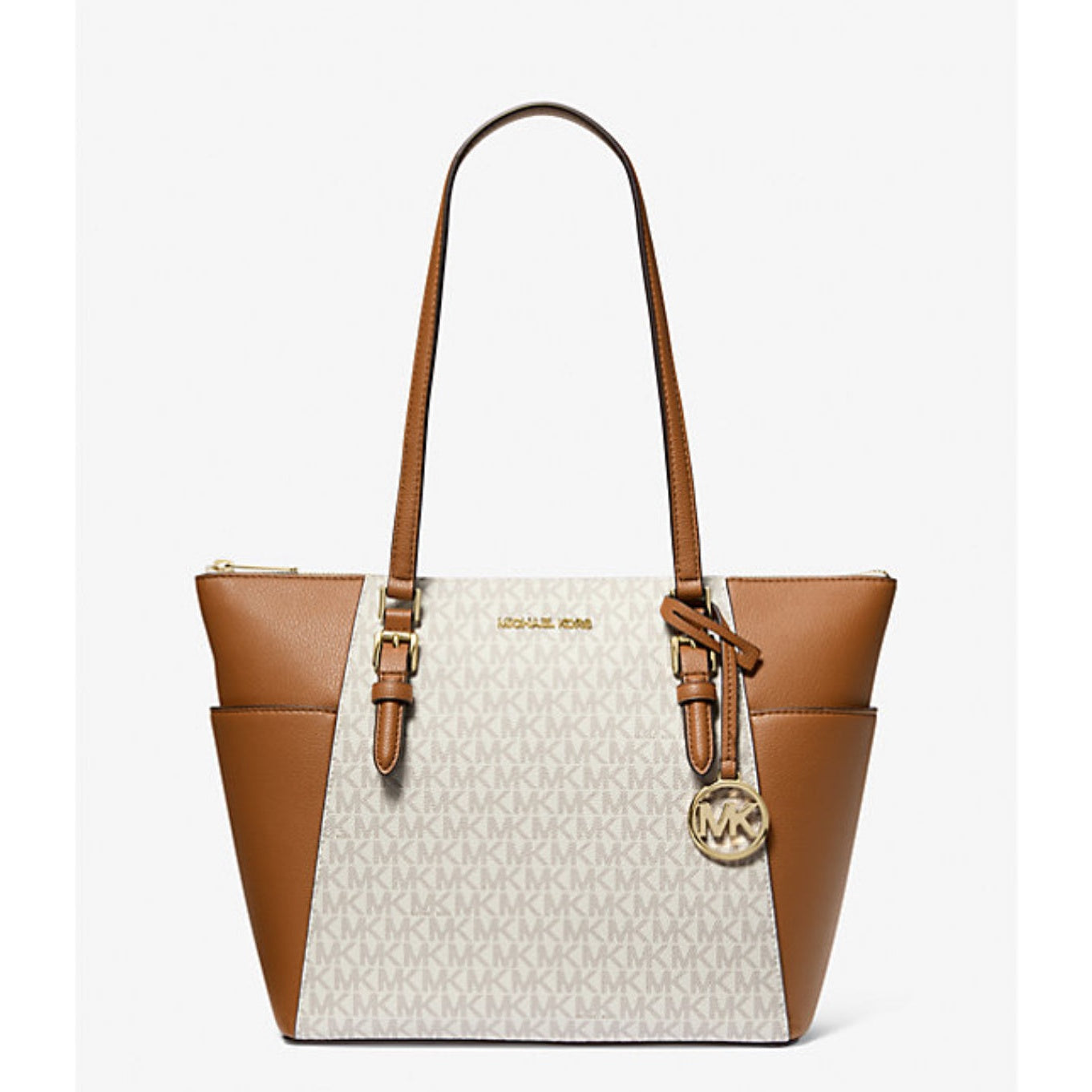 Bolso tote grande Charlotte Charlotte de piel saffiano con cremallera superior de Michael Kors