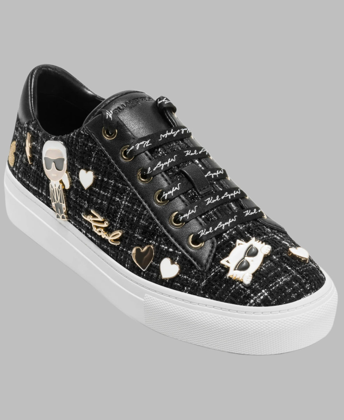 Karl Lagerfeld Cate Pins Lace Up Sneaker Black White