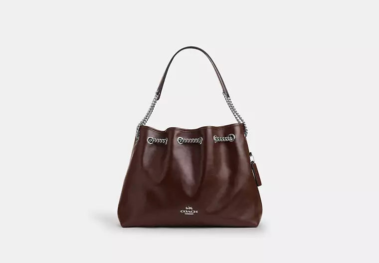COACH Evelyn Shoulder Bag in Shiny Smooth Leather