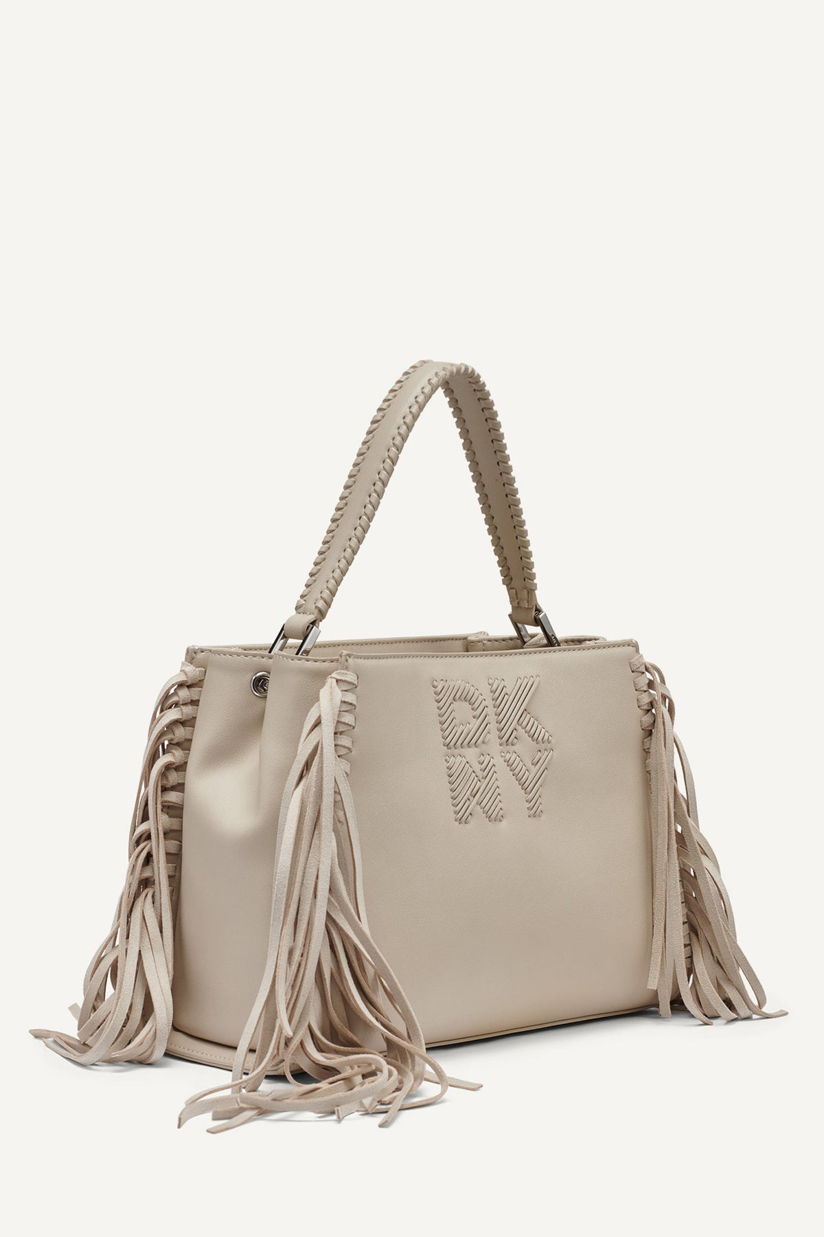 DKNY Foster Medium Fringe Satchel Light Taupe