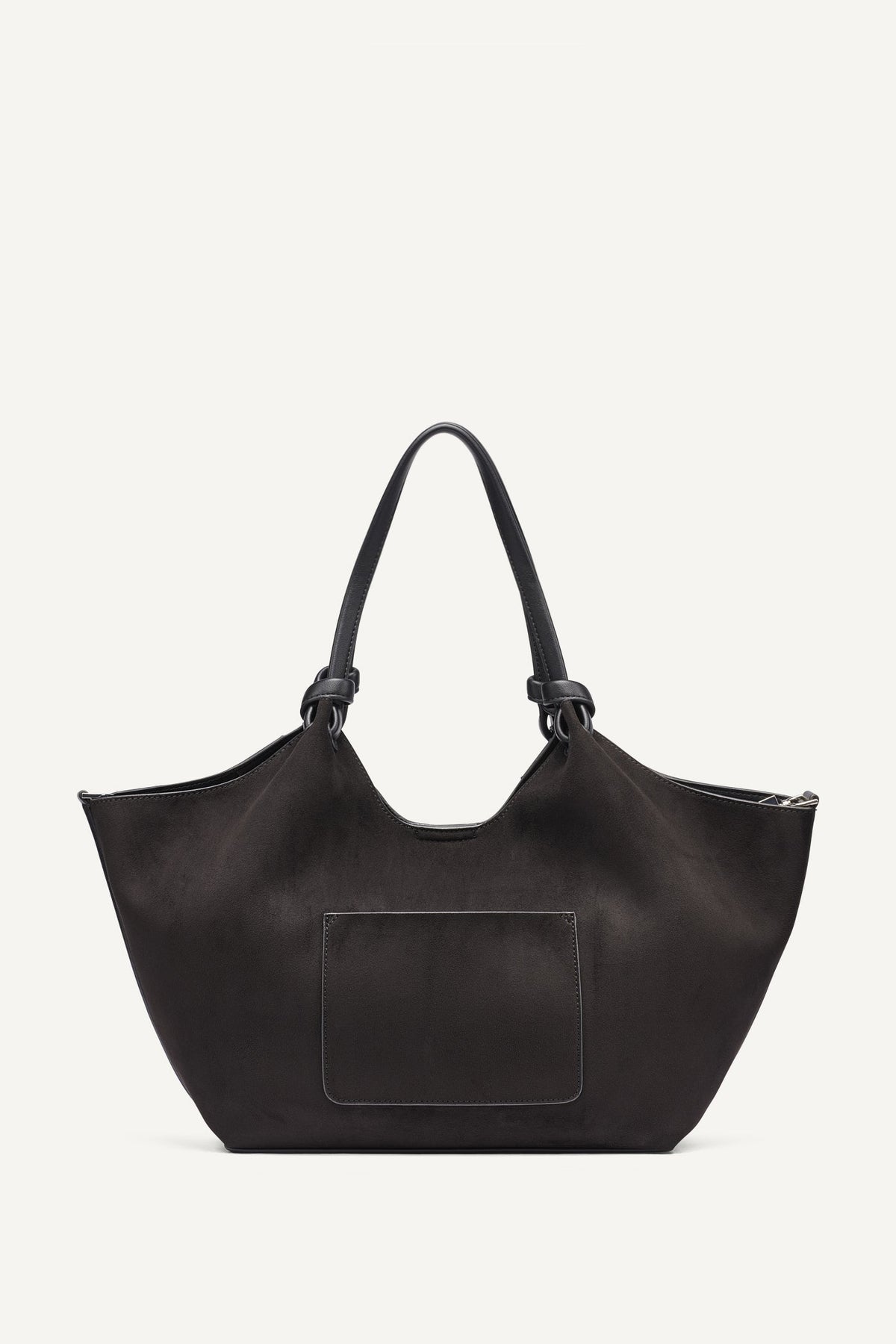 DKNY Paula Medium Striped Commuter Tote Black/Silver