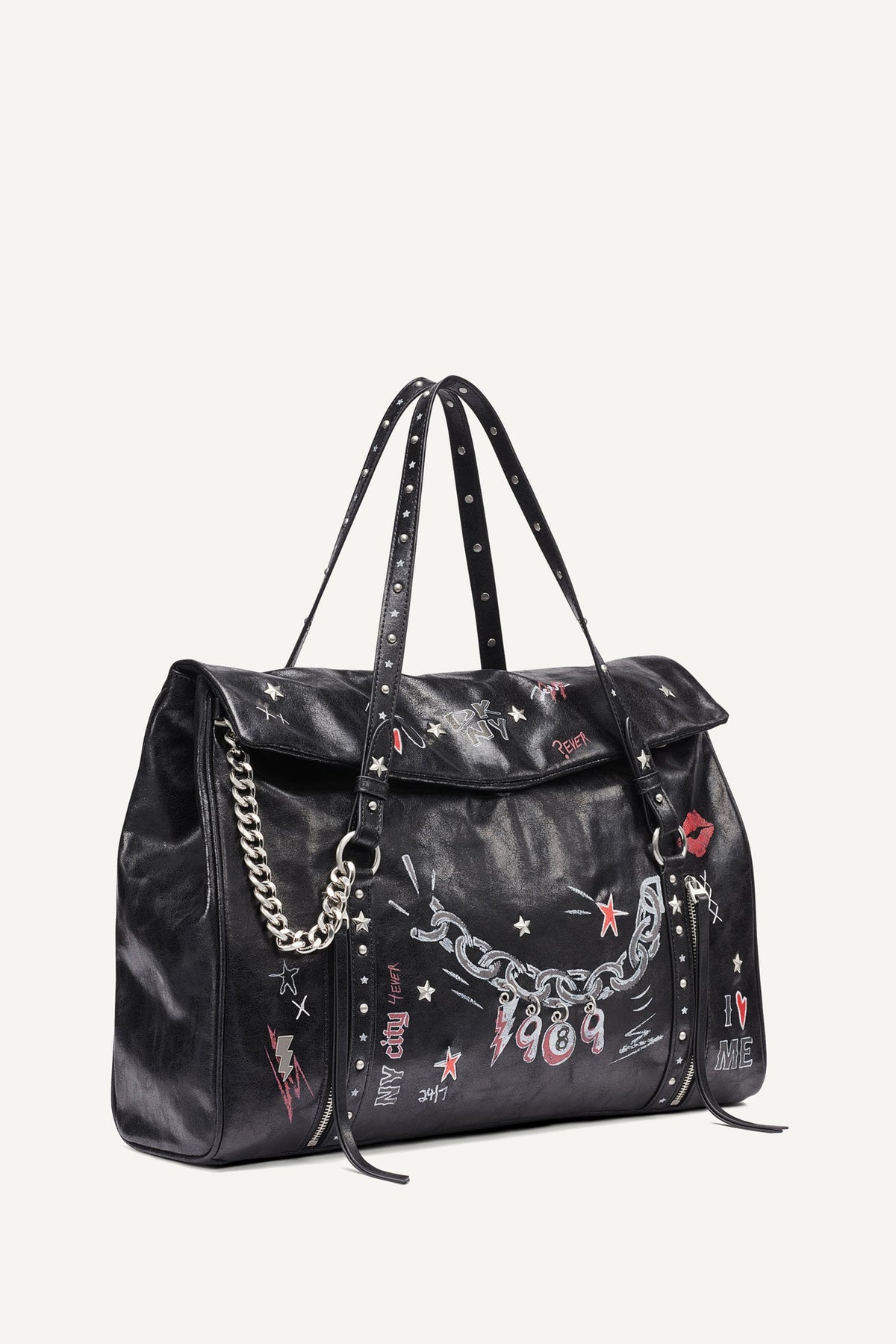 DKNY Skye Large Satchel Black/Silver