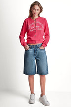DKNY Women's Button Front Shrunken Logo Jacket