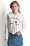 DKNY Women's Button Front Shrunken Logo Jacket