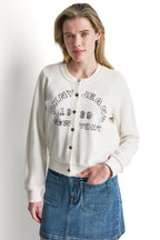 DKNY Women's Button Front Shrunken Logo Jacket