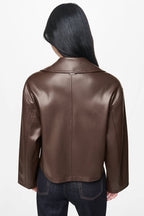 DKNY Women's Double Breasted Faux Leather Jacket