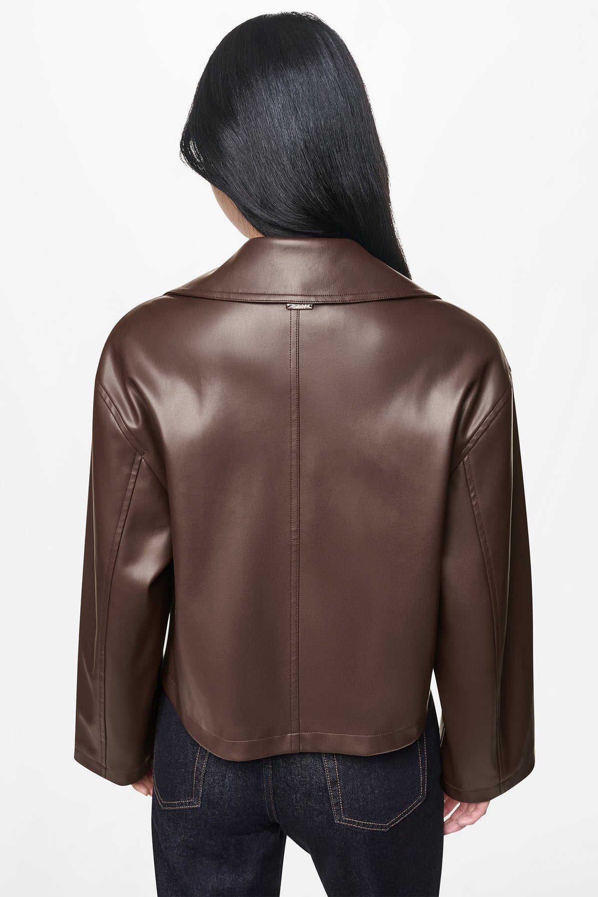 DKNY Women's Double Breasted Faux Leather Jacket