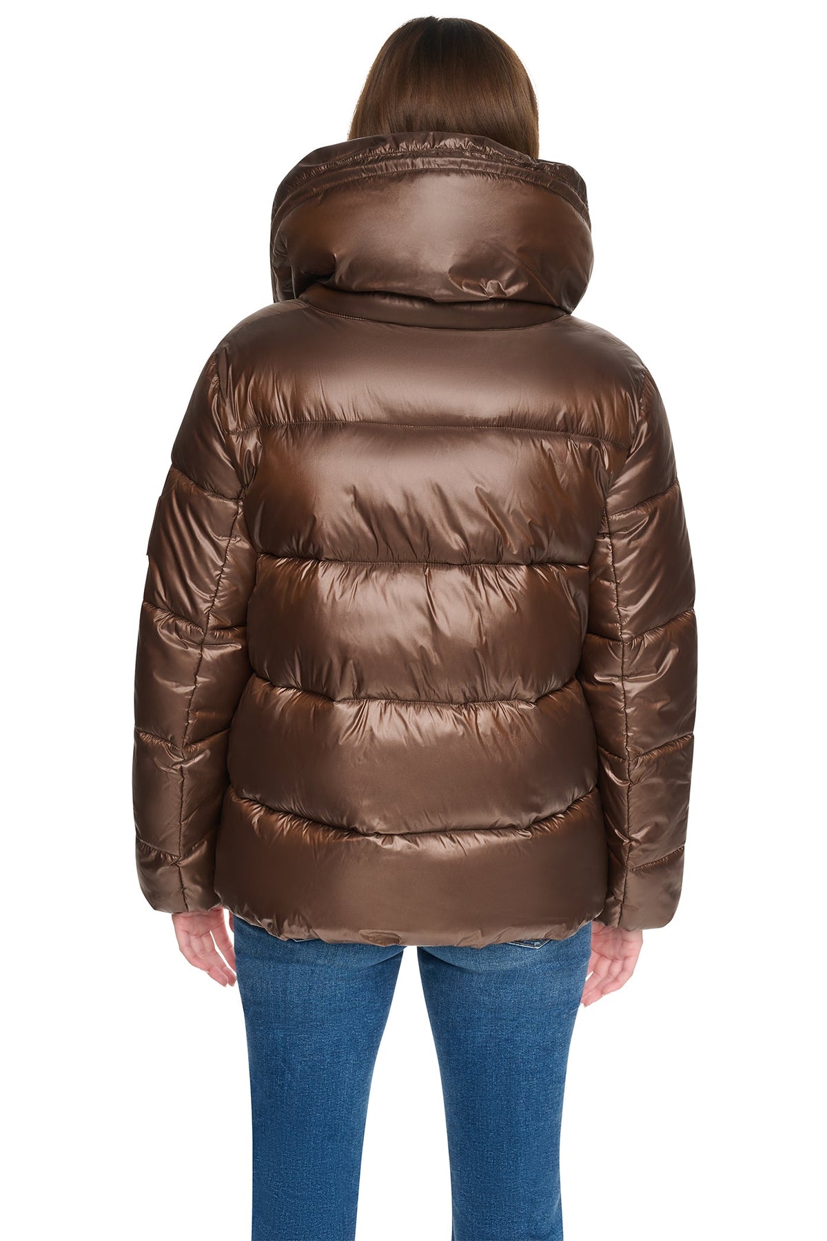 DKNY Women's Quilted Puffer with Drama Collar