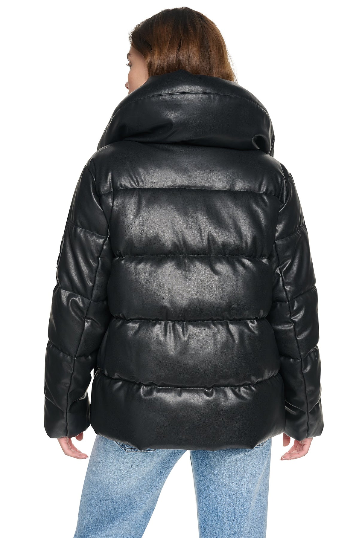 DKNY Faux Leather Puffer Black