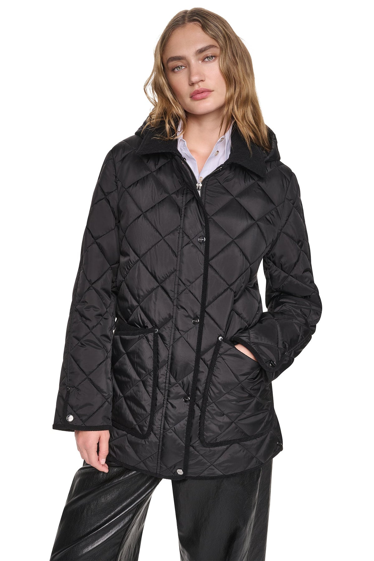 DKNY Quilted Barn Jacket Black