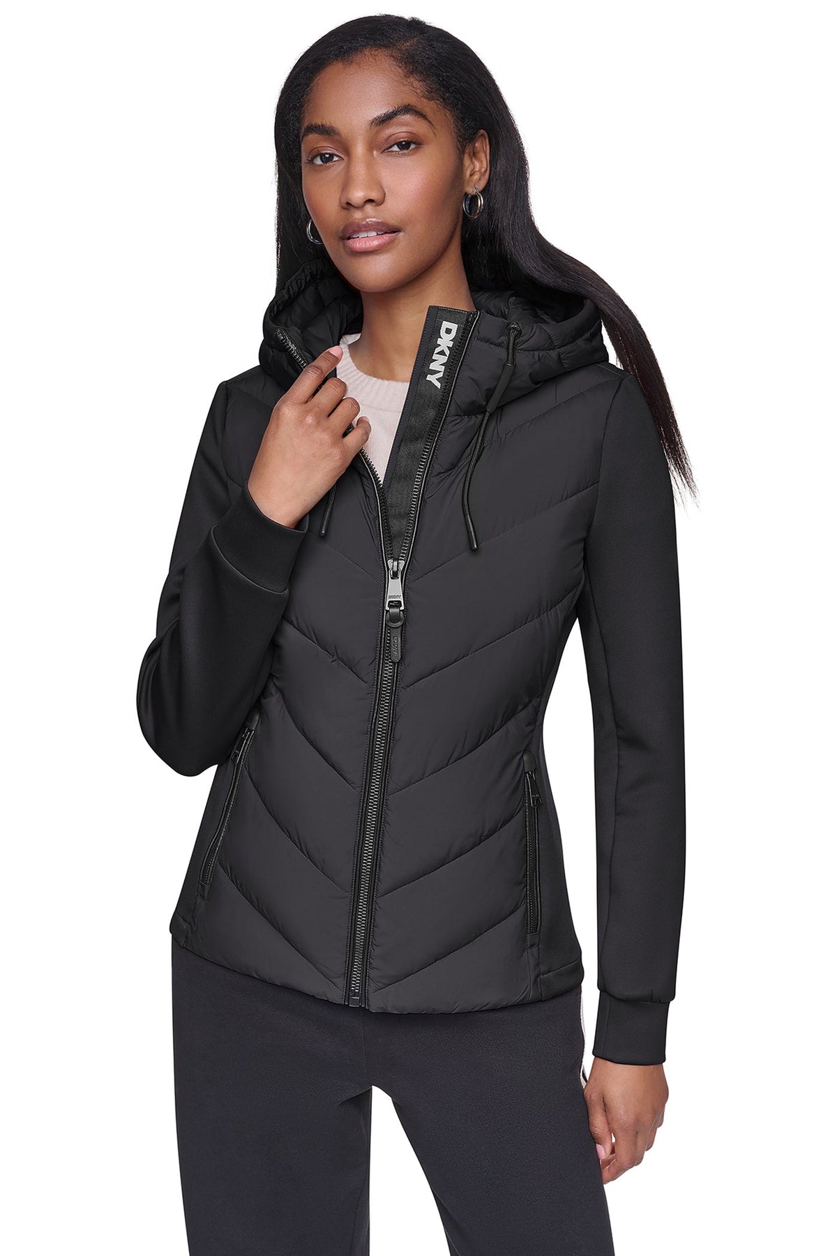 DKNY Women's Mixed Media Packable Jacket