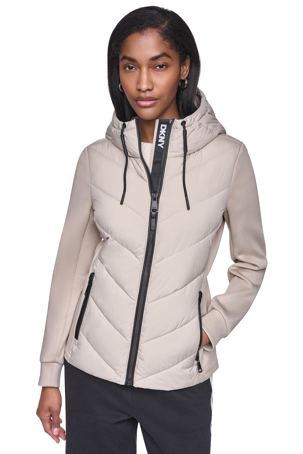 DKNY Women's Mixed Media Packable Jacket