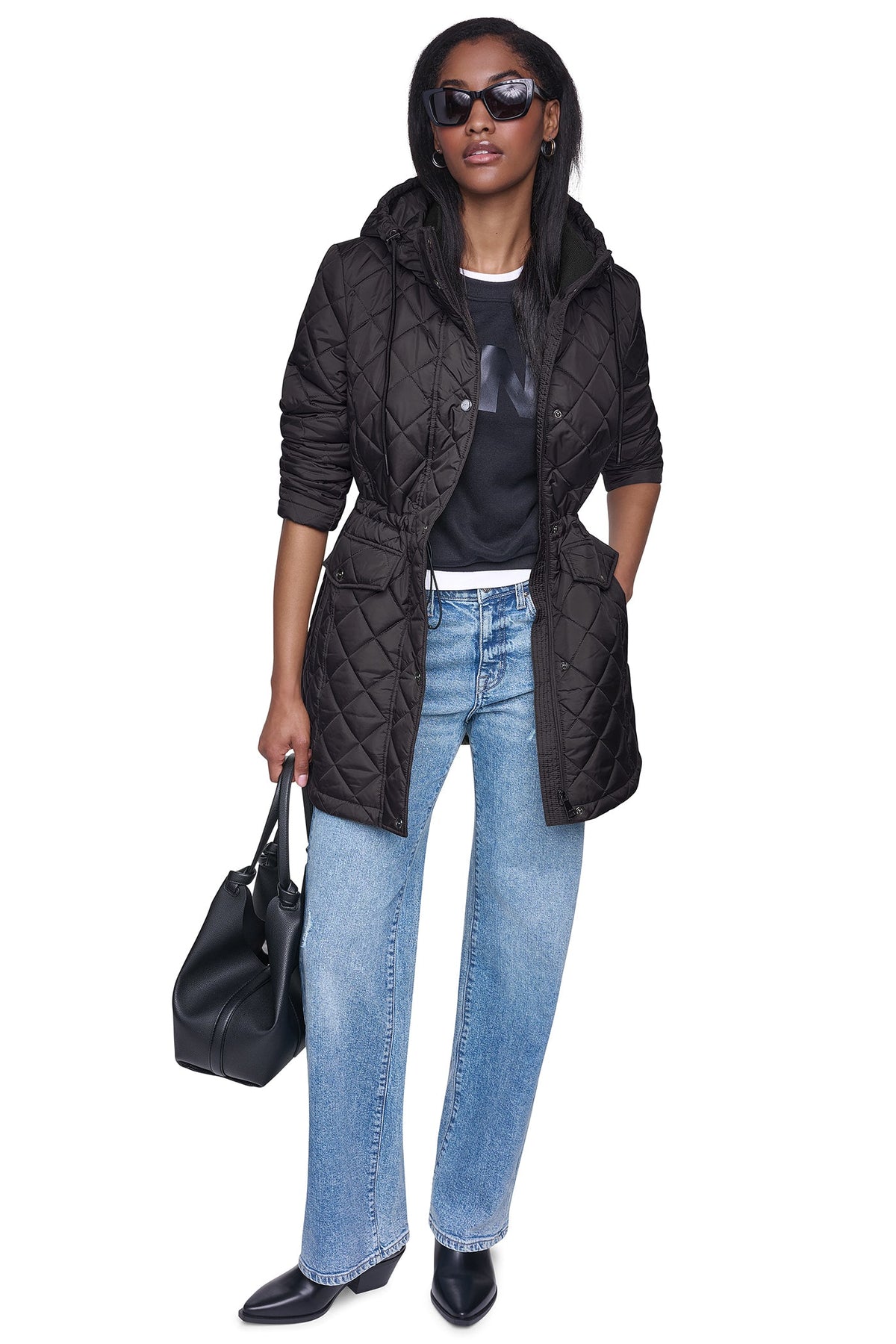 DKNY Quilted Anorak Black