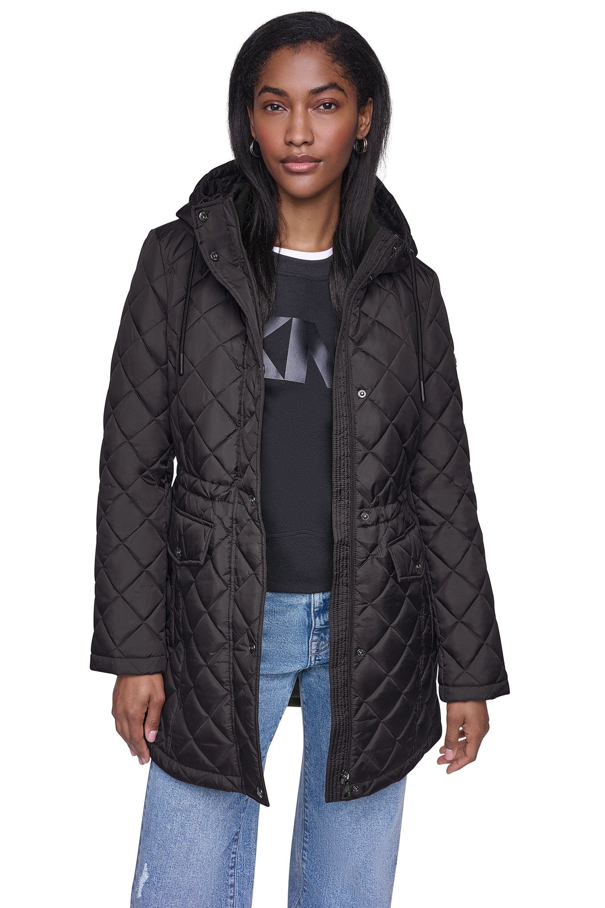 DKNY Quilted Anorak Black