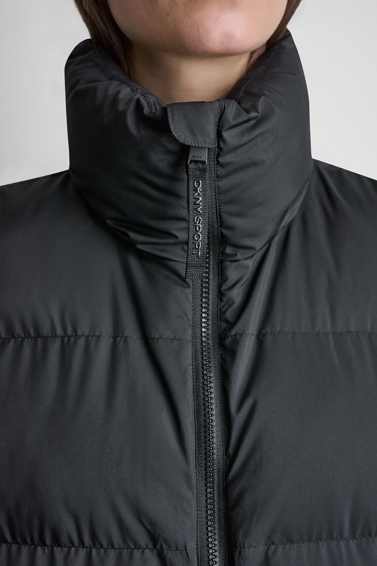 DKNY Women's Mock Neck Puffer Vest - Black - View 8
