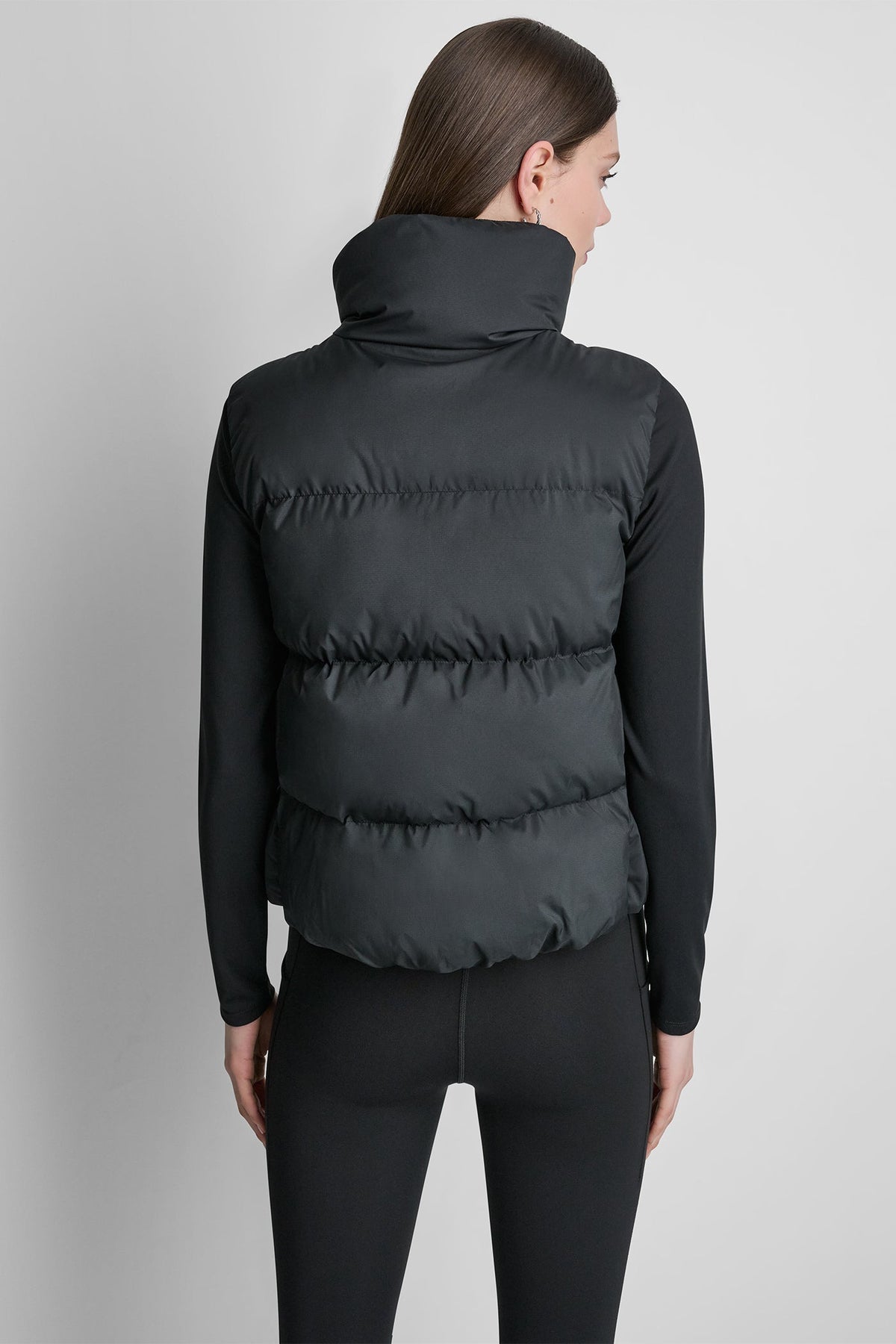 DKNY Women's Mock Neck Puffer Vest - Black - View 4