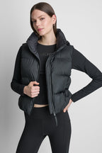 DKNY Women's Mock Neck Puffer Vest - Black - View 1