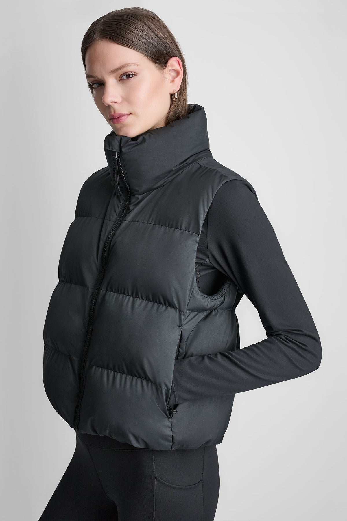 DKNY Women's Mock Neck Puffer Vest - Black - View 5