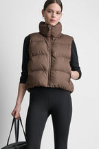 DKNY Women's Mock Neck Puffer Vest - Chestnut - View 2