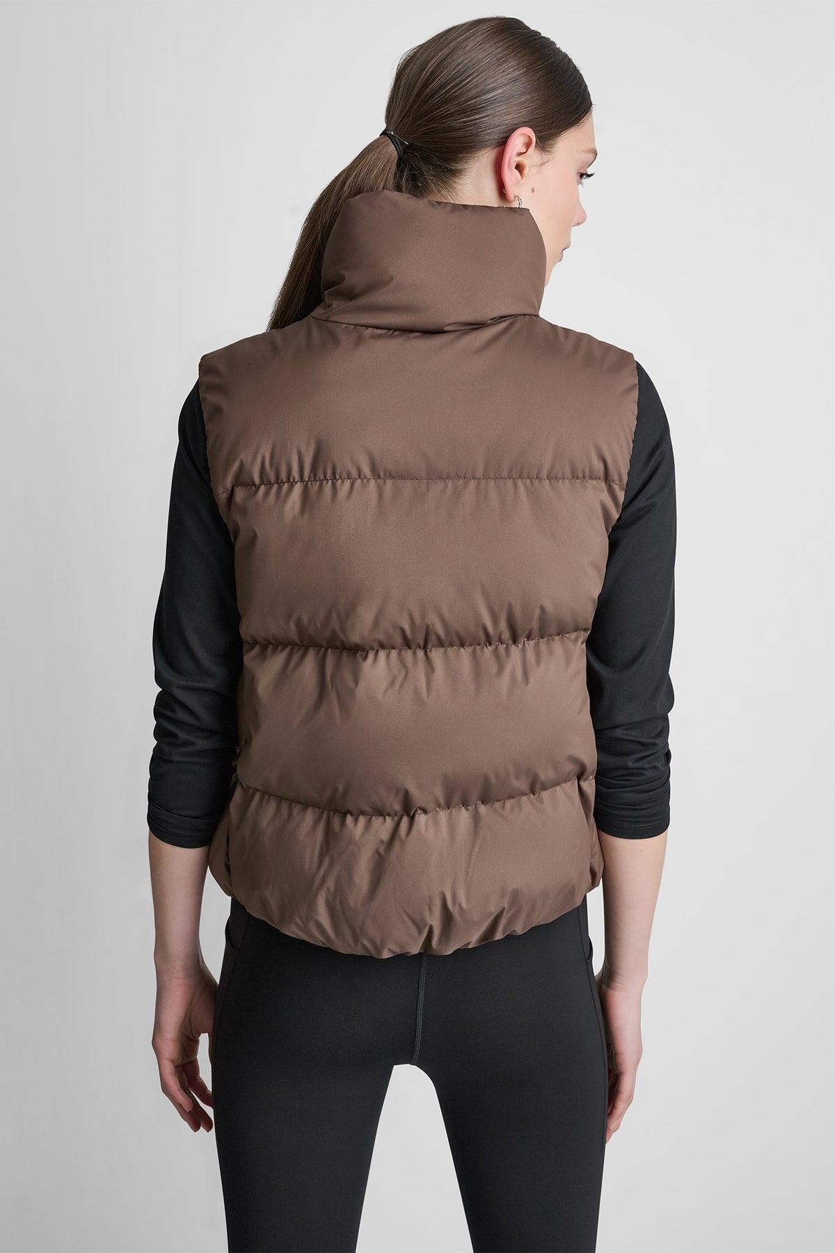 DKNY Women's Mock Neck Puffer Vest - Chestnut - View 4