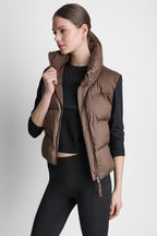 DKNY Women's Mock Neck Puffer Vest - Chestnut - View 1