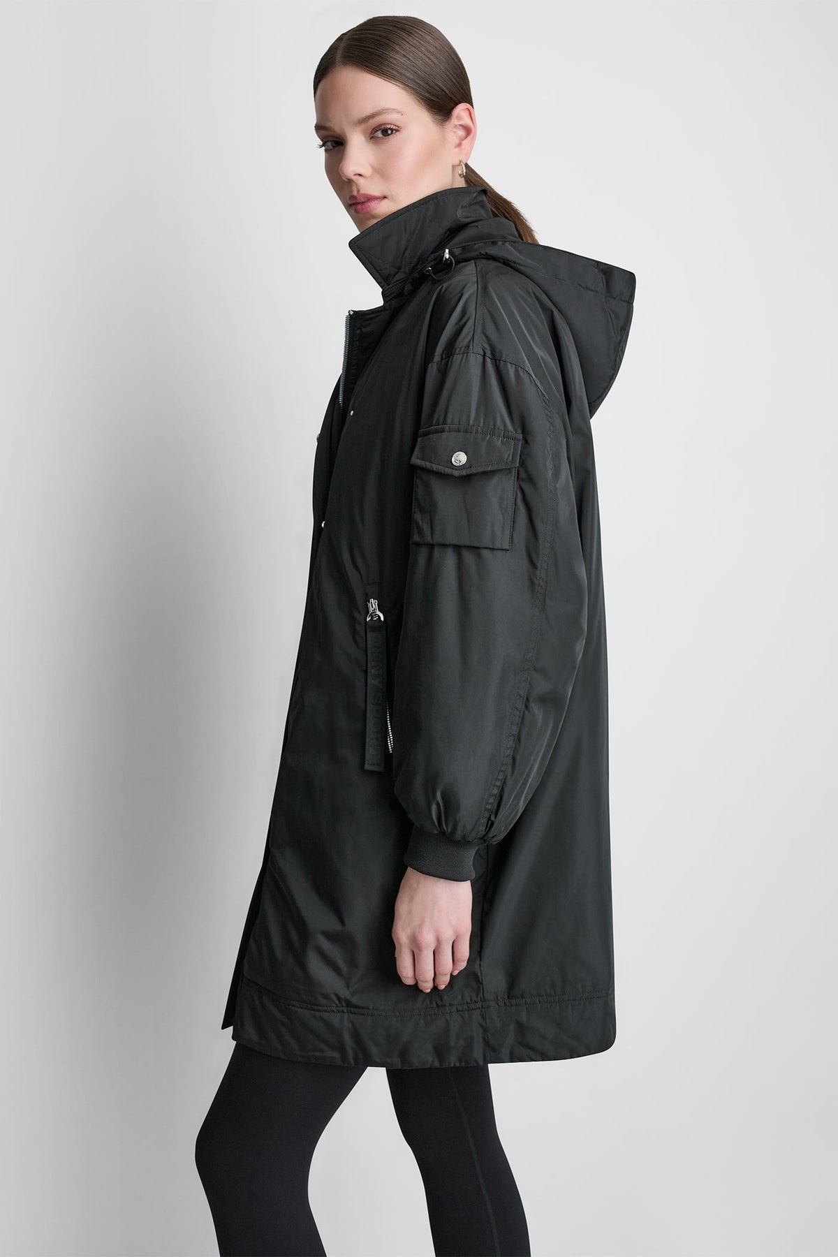 DKNY Long Jacket w/ Removable Hood Black