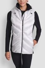 DKNY Women's Scuba-Paneled Puffer Vest - WHITE/ BLACK - View 2