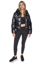 DKNY Women's Short Hooded Puffer - Metallic Black - View 11