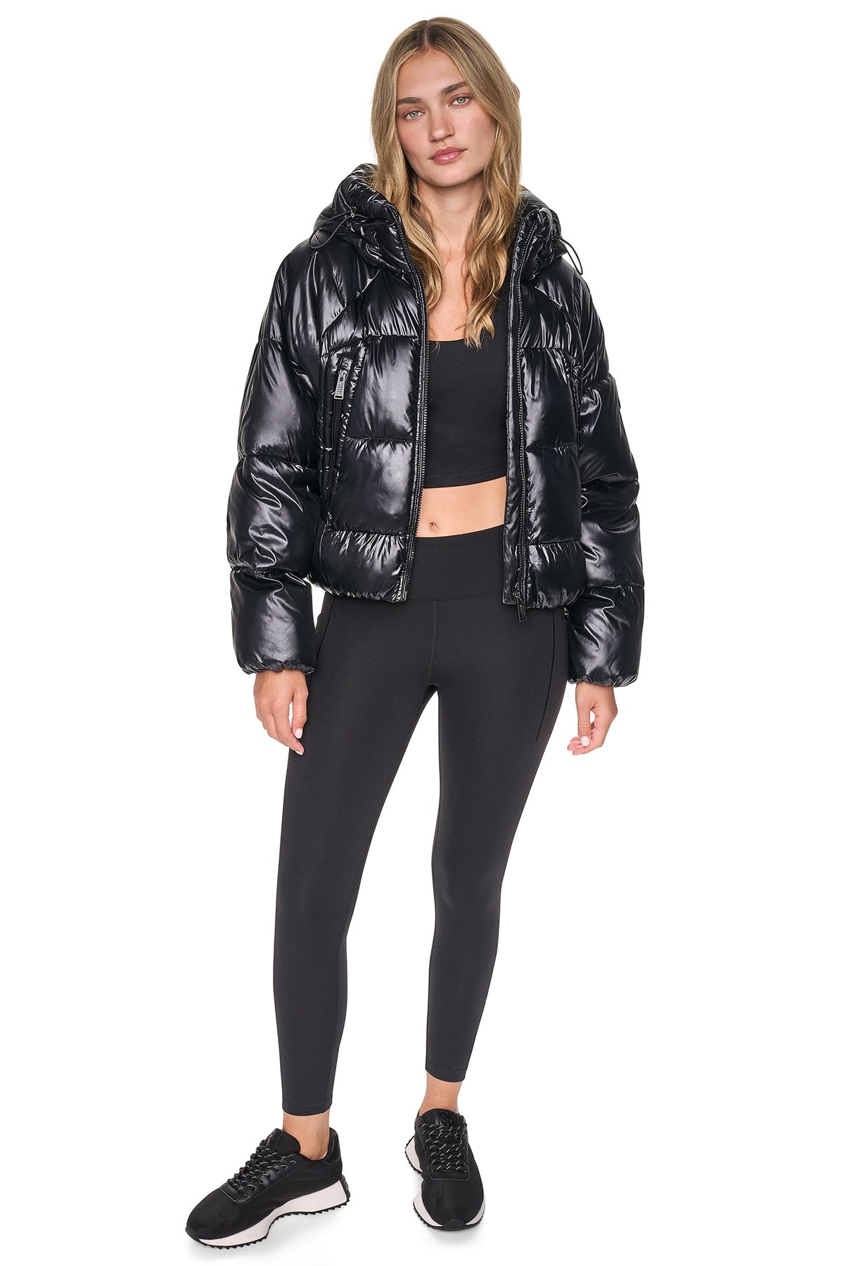 DKNY Women's Short Hooded Puffer - Metallic Black - View 11