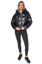 DKNY Women's Short Hooded Puffer - Metallic Black - View 8