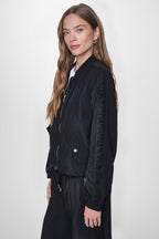 DKNY Women's Mesh Logo Trim Hooded Jacket
