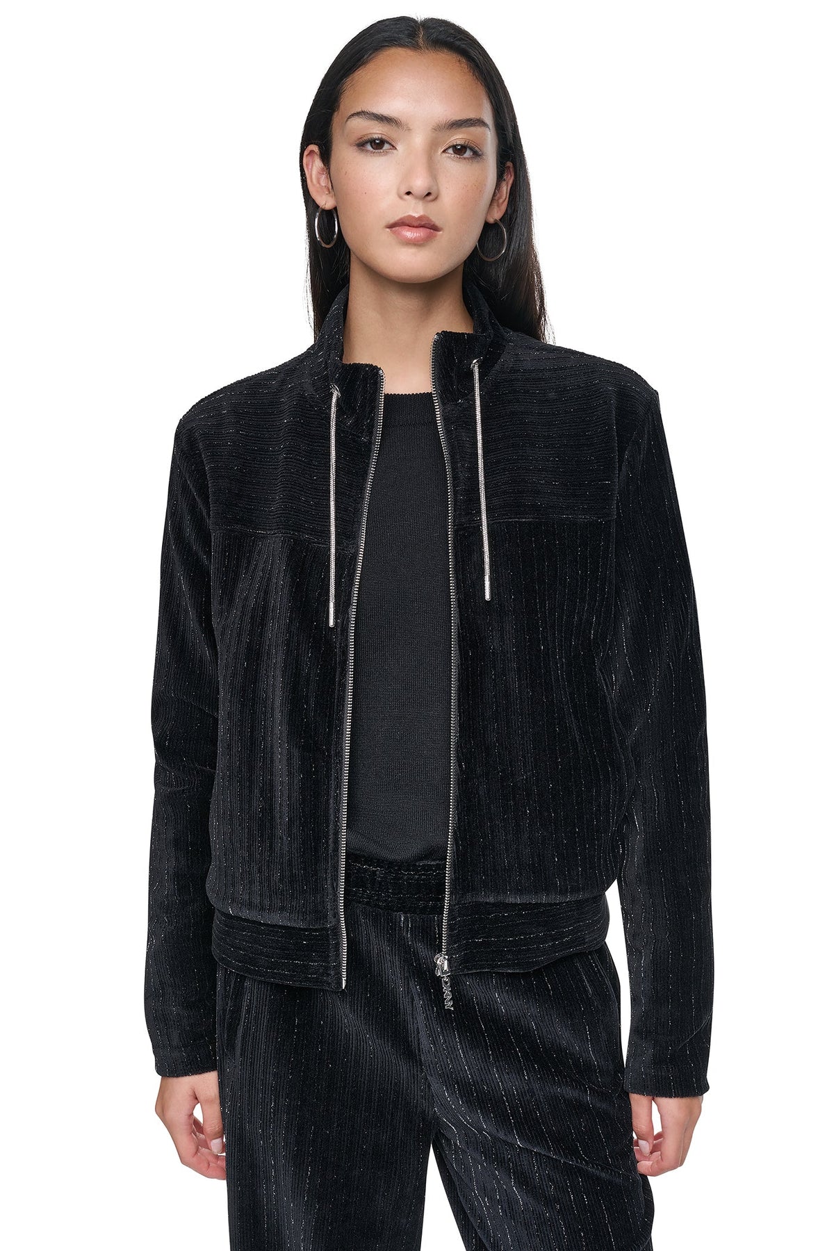 DKNY Women's Metallic Velvet Knit Jacket