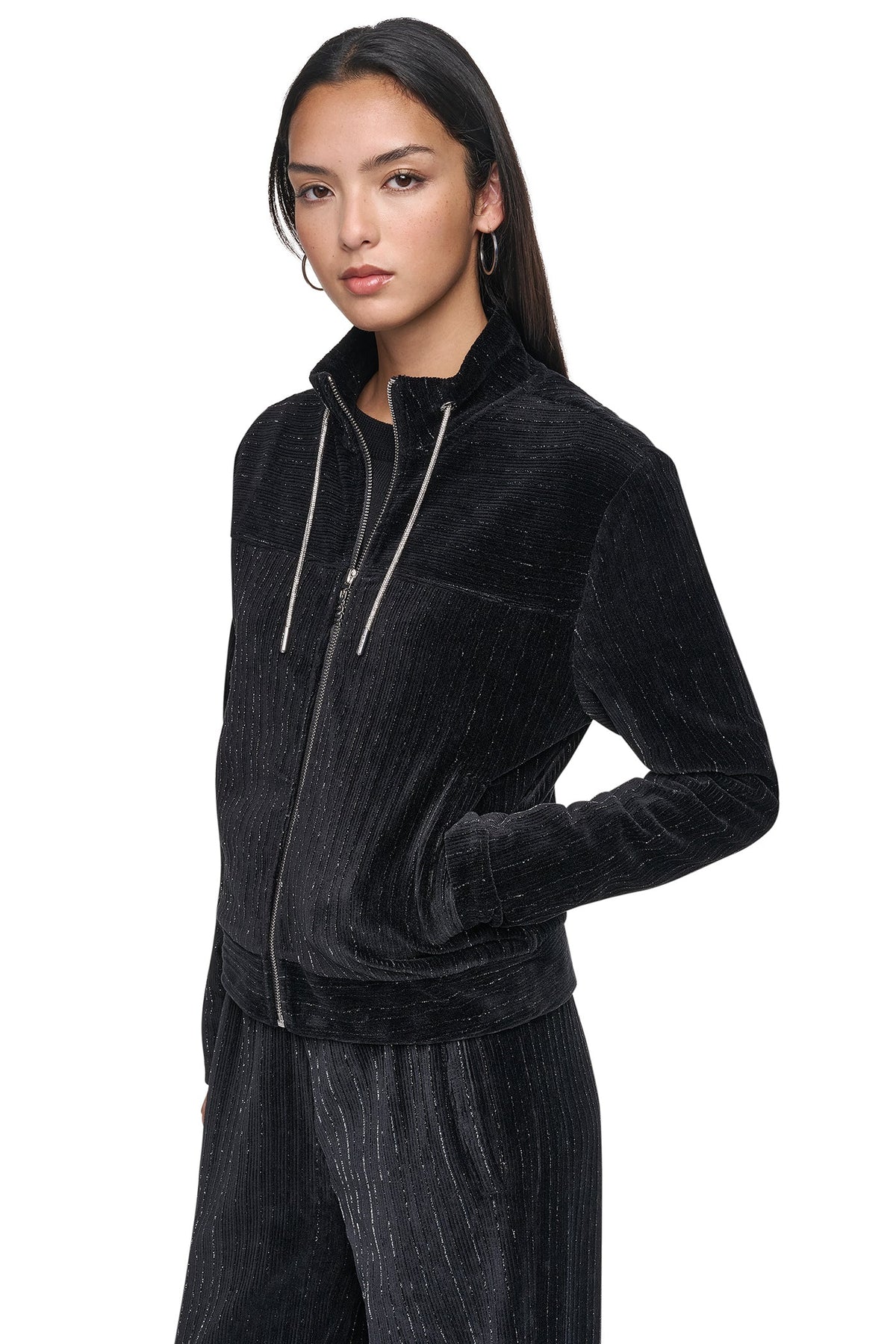 DKNY Women's Metallic Velvet Knit Jacket