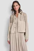 DKNY Women's Fringe Jacket Pebble