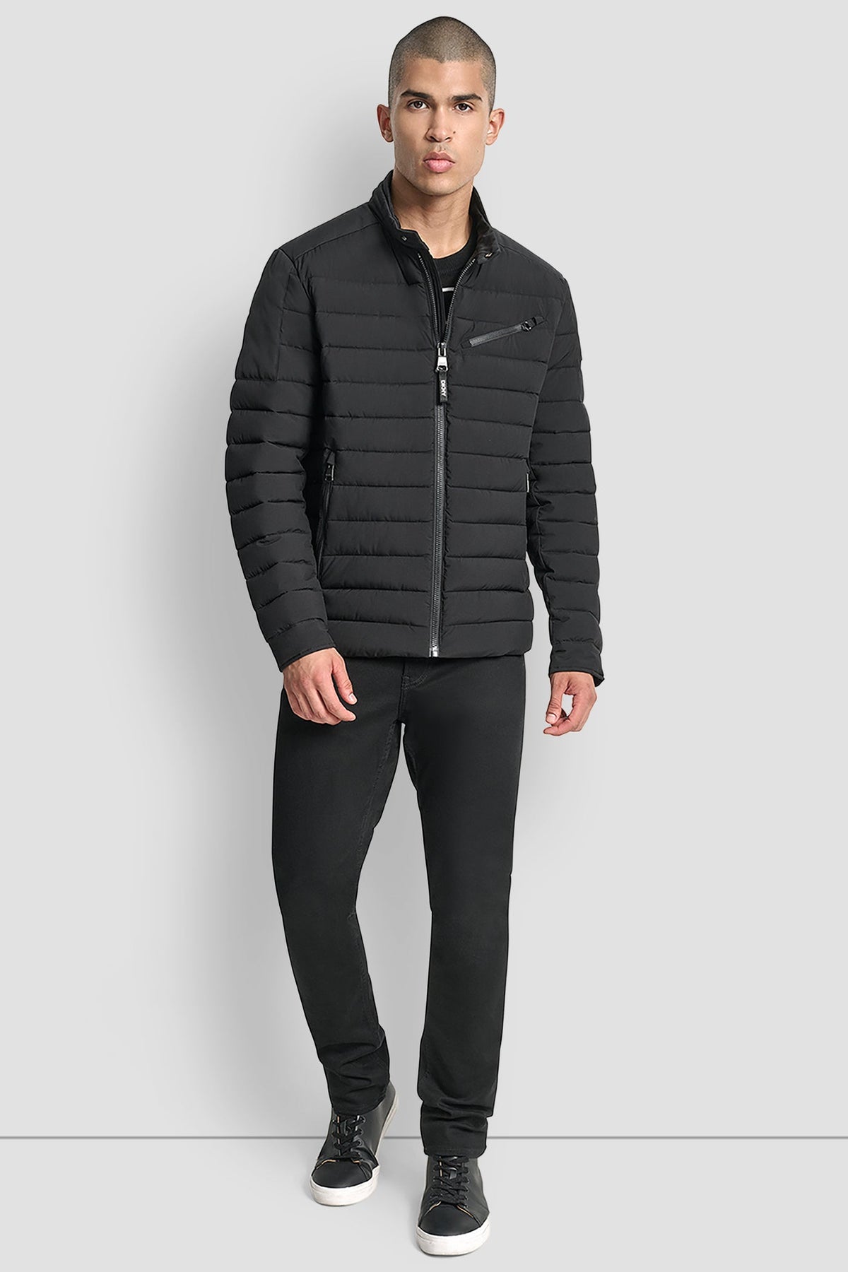 DKNY Men's Light Weight Moto Jacket Black