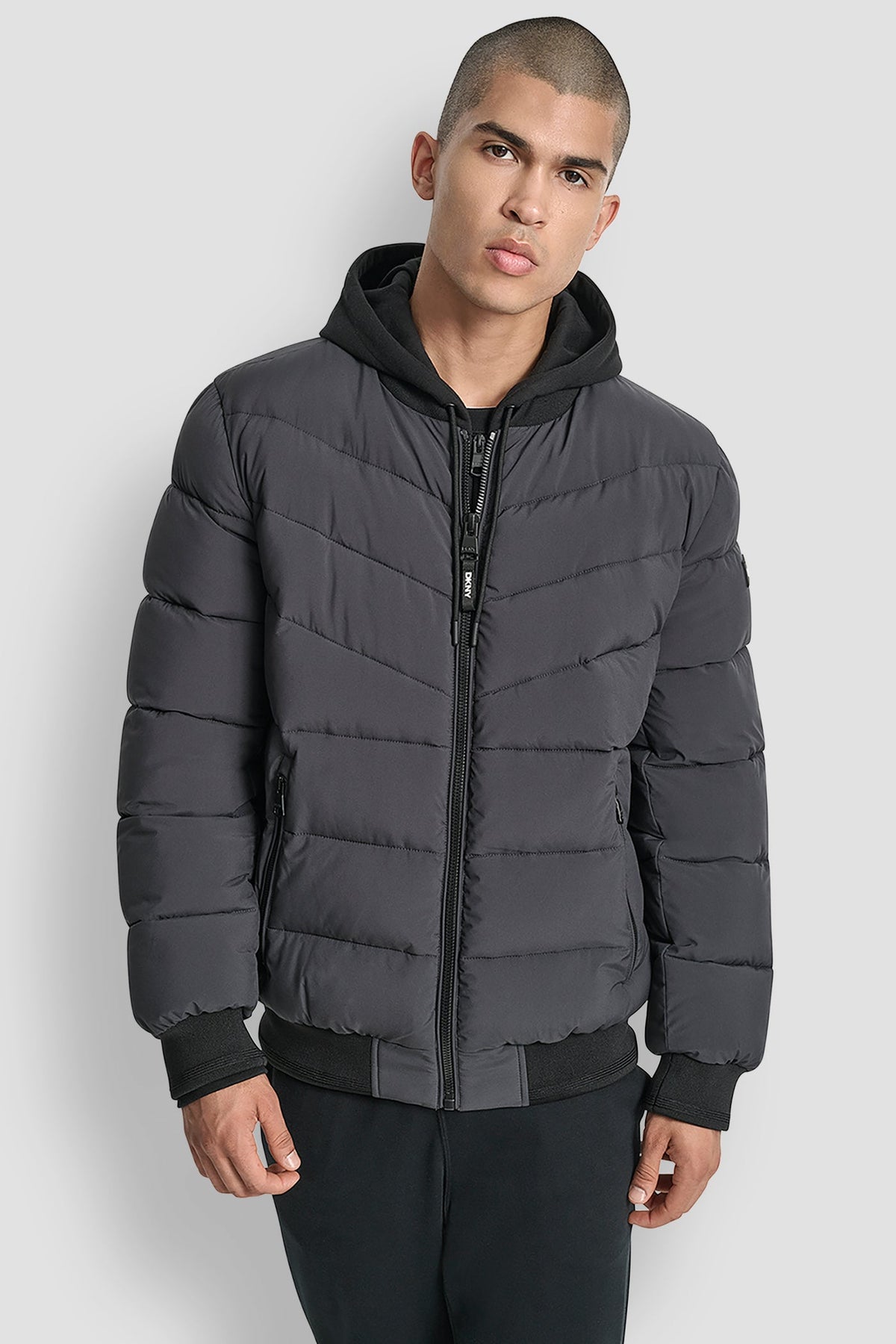 DKNY Stretch Bomber Jacket - Grey