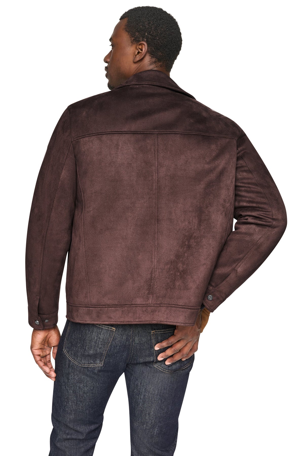 DKNY Men's Faux Suede Trucker Jacket